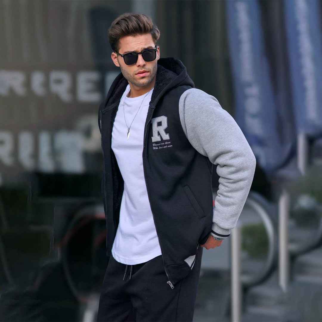 Sweat-shirt zippé imprimé Black
