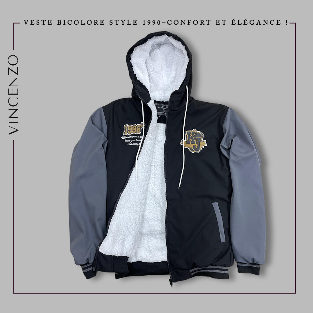 New Men's Hooded Sweatshirt | Noire manche Gris