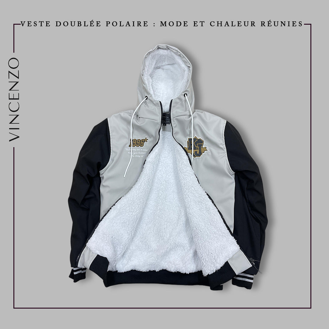 New Men's Hooded Sweatshirt | Biege manche noire